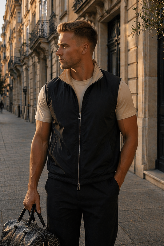 The Reversible Vest - Obsidian Tide / Sand Beige