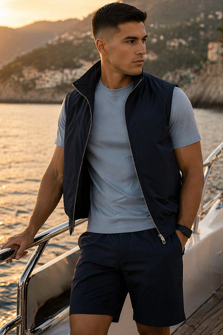 The Coastal Gilet Set - Adriatic Haze